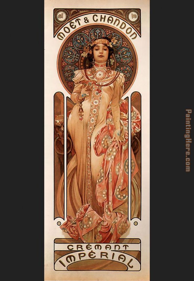 Moet and Chandon Cremant Imperial painting - Alphonse Maria Mucha Moet and Chandon Cremant Imperial art painting